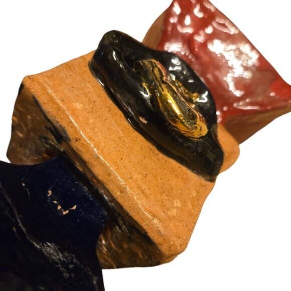 Golden Tongue Abstract Sculpture Handcrafted Vase Vessel OOAK Modern Art - Picture 5 of 16